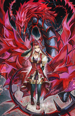 Akiza + Black Rose Dragon (YGO)